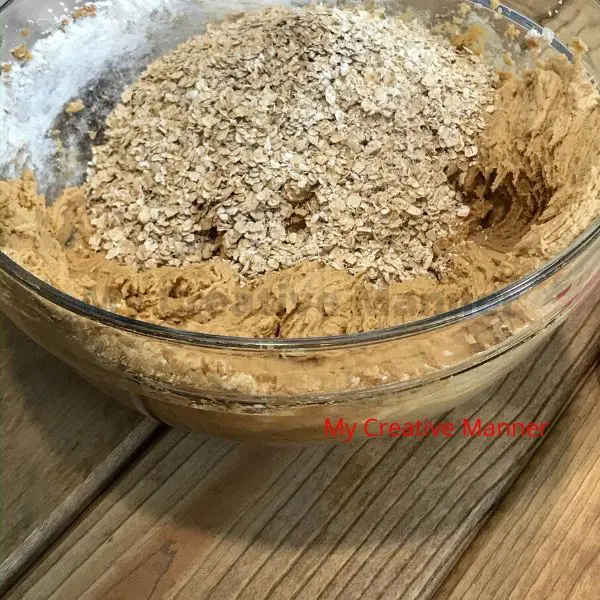 The batter as it is getting quick oats added to it.