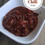 Bowl full of chili.