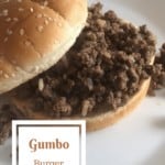 Gumbo Burger on a white plate.