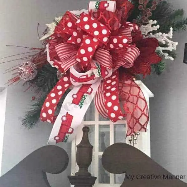 Christmas Lantern with bows and flowers.