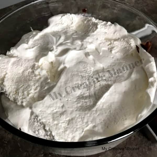 Cool Whip layer of the trifle. 
