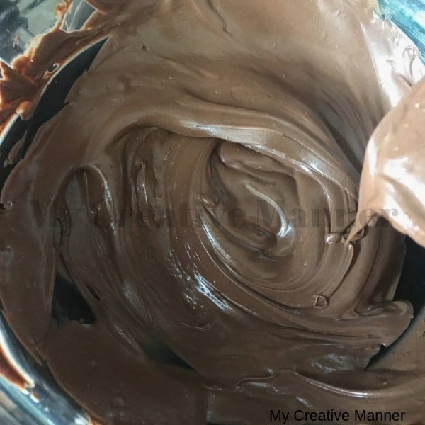 A bowl full of melted chocolate.