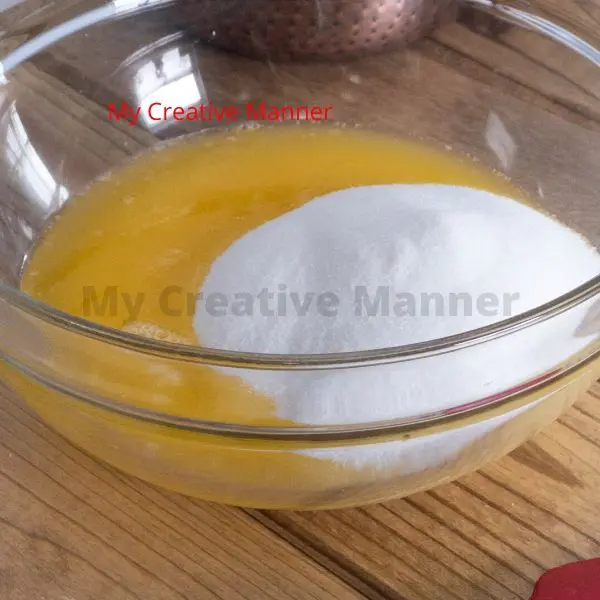 Melted butter and suagr combined