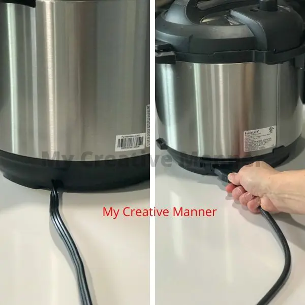 Two images of the back side of Instant Pots with thier cords.