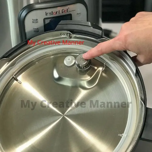 The inside of the lid of an Instant Pot.
