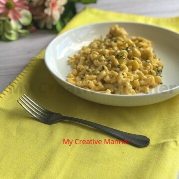 Mac and Cheese Pasta recipe in a bowl.