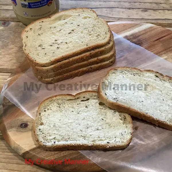 Buttered bread for a grilled sandwich