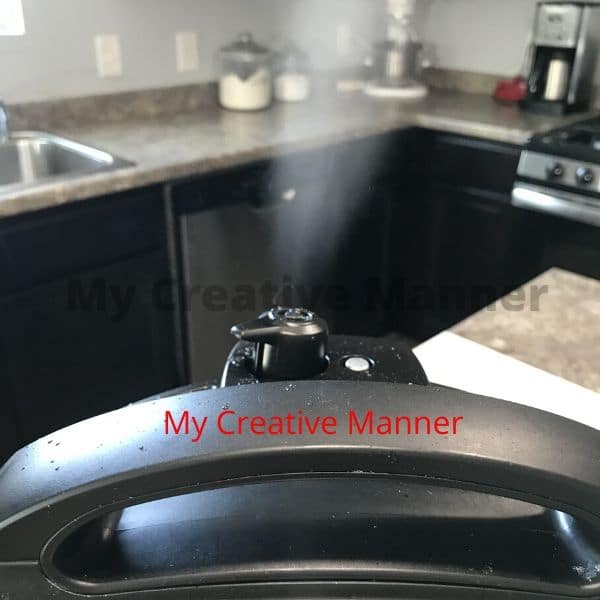Steam being released in a pressure cooker