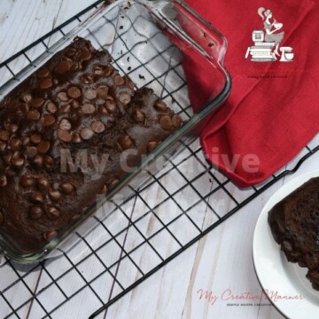 Loaf of double chocolate banana bread.