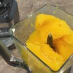 Cooked pumpkin in a blender for homemade Instant Pot pumpkin puree.