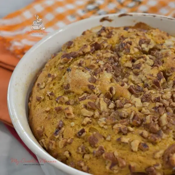 Eggless dessert recipe in a baking dish.