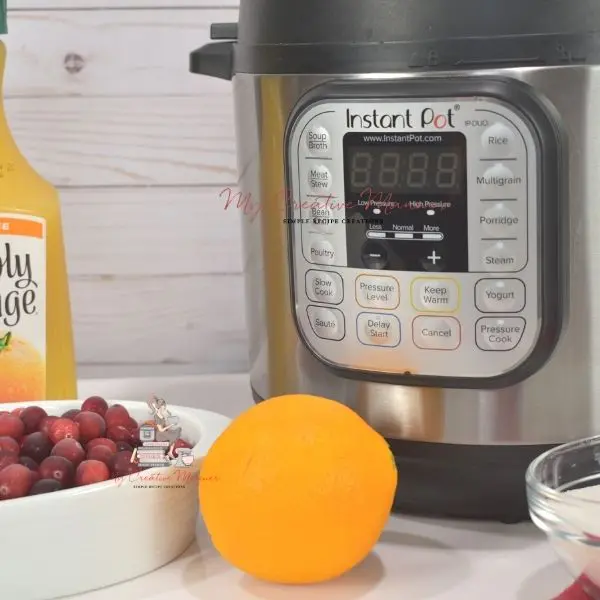 The ingredients to to make Instant pot cranberry sauce.