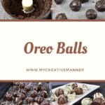 Four Images of how Oreo balls are made.