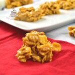 No Bake Cookie recipe on a white plate.