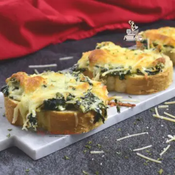 Spinach Bread on a marble platter