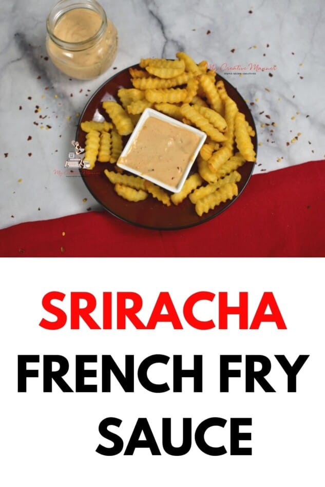 A plate filled with fries and a dip. There is a jar that is also filled with the dip.