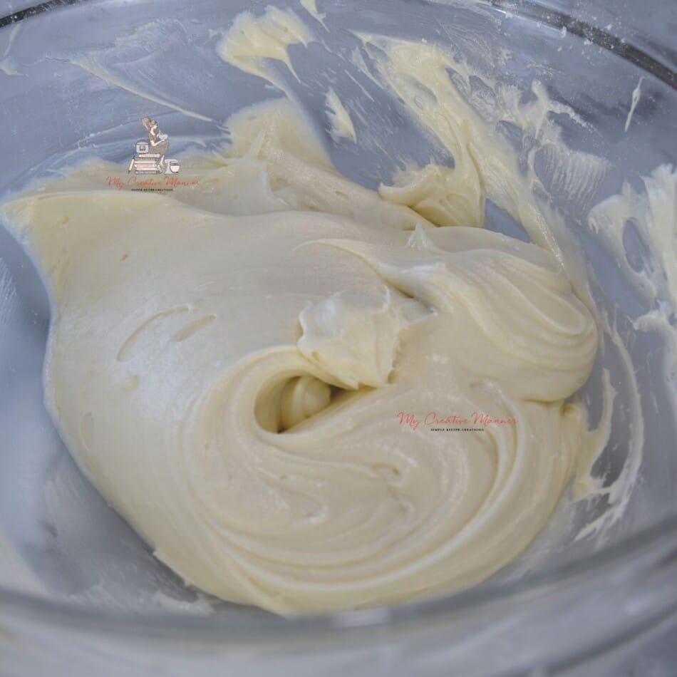 The frosting finished in a large bowl.