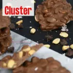 Slow cooker peanut clusters on a plate.