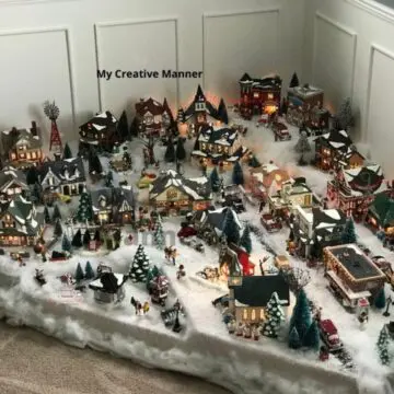 A completed snow village display.