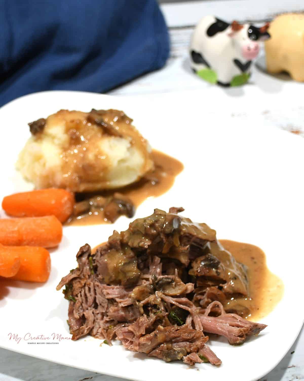 Crockpot Roast With Creamy Mushroom Gravy