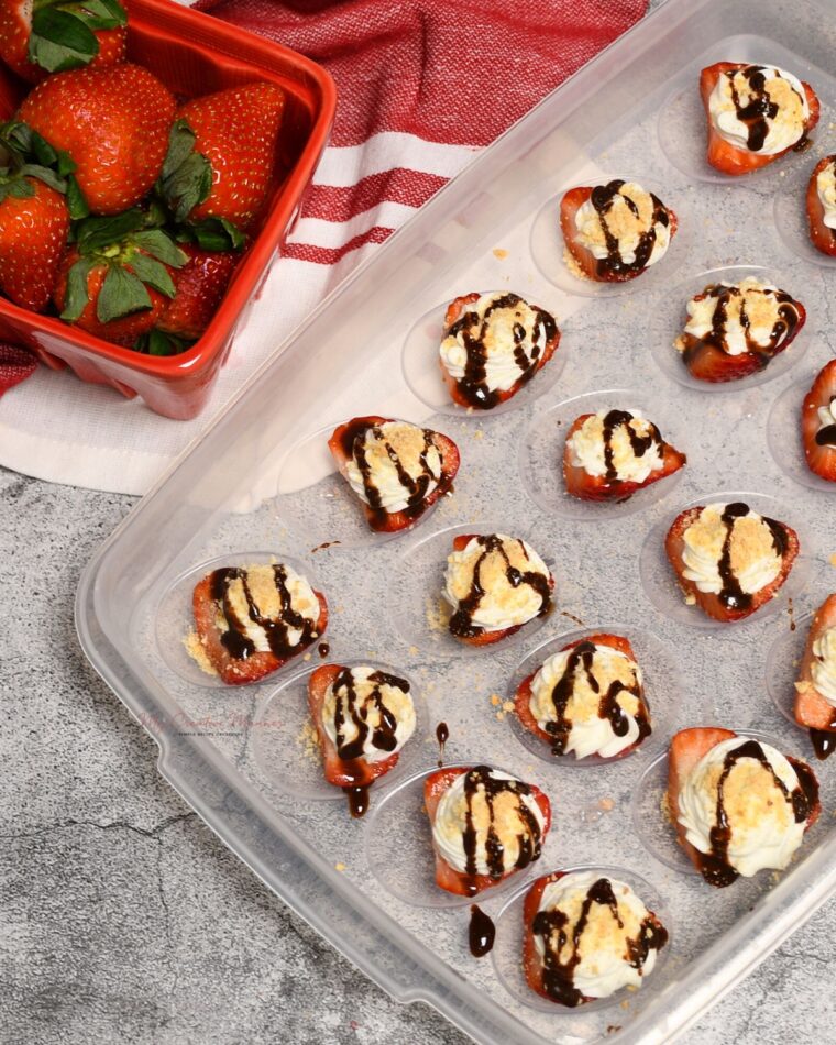 Deviled Strawberries Topped With Graham Cracker Crumbs