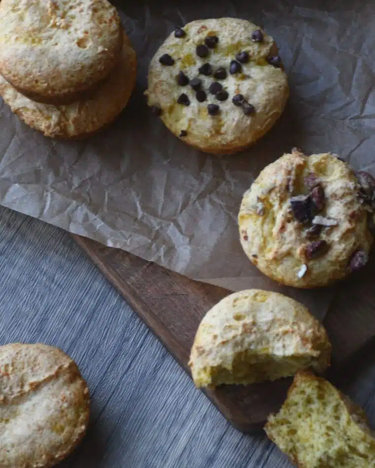 Overhead shot of banana muffins that was made using only 2 ingredients.