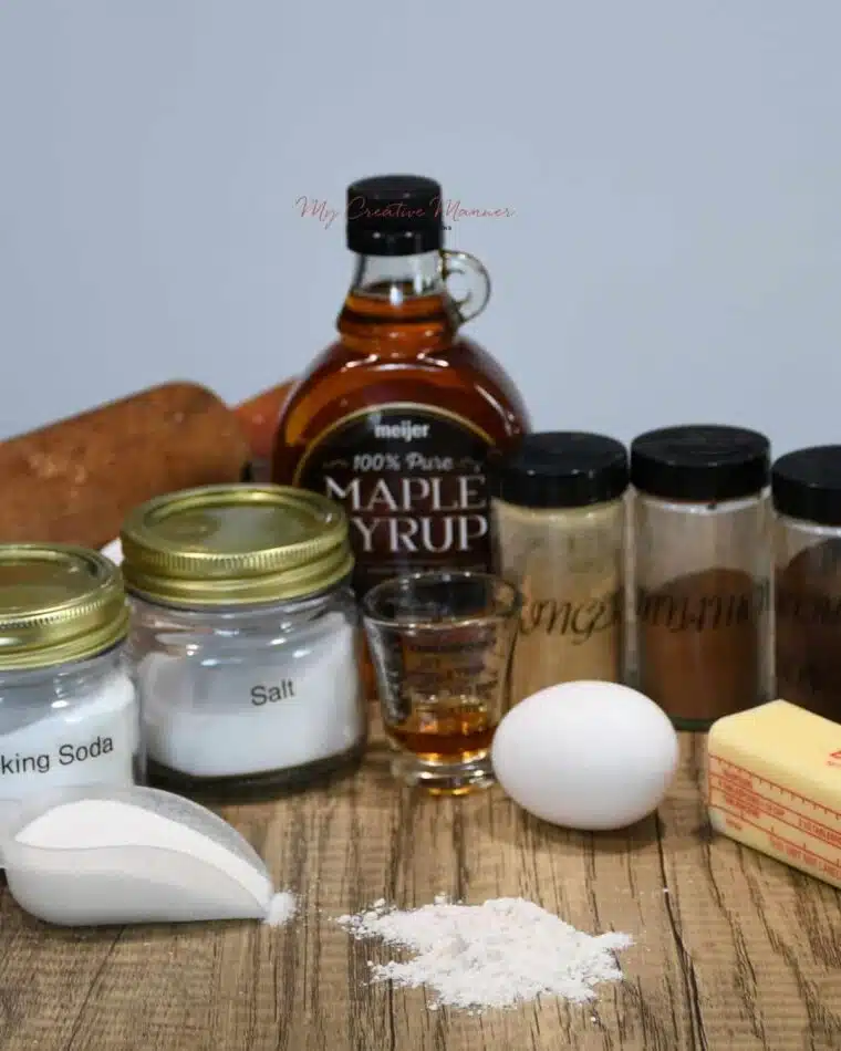 The ingredients needed to make the gingerbread cookies without using molasses.