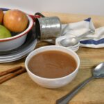 A small bowl filled with the homemade applesauce reciep that was made in the Instant Pot.
